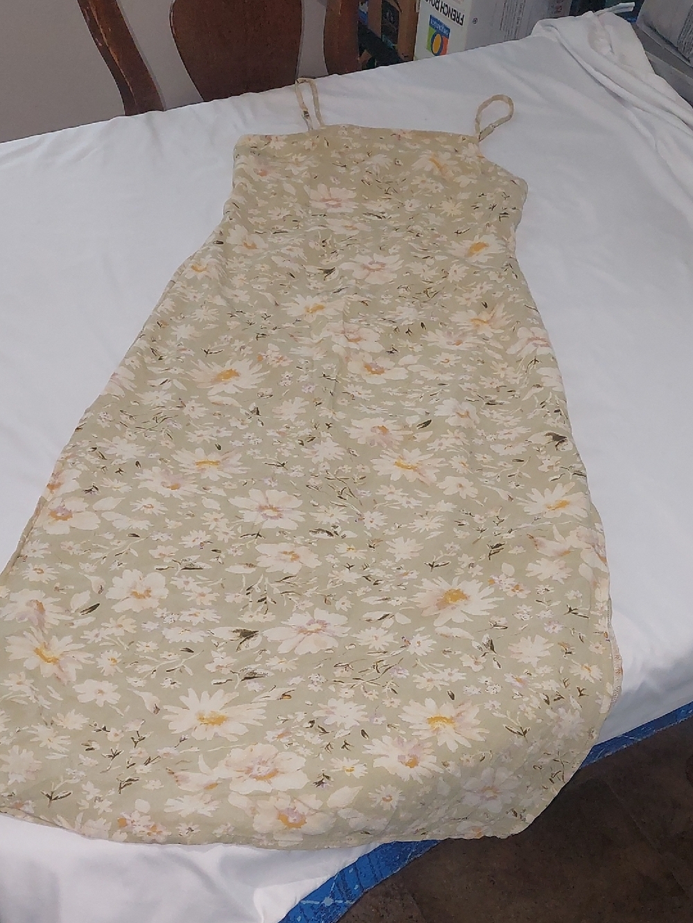 American Eagle Outfitters Floral Spaghetti-Strap Dress in Soft Sage.